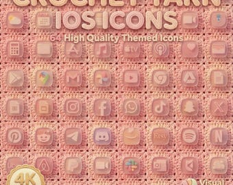 Häkelgarn iOS Icons | 64 Strick-App-Cover (Digitaler Download)