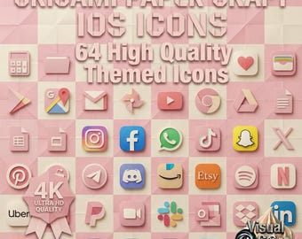 Pastell App Icons | 64 Origami Papierumschläge (Digitaler Download