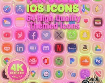 Y2K Jelly App Symbole | 4K Glossy, Kawaii iOS 18 (Digitaler Download)