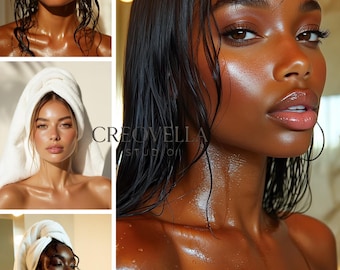 Paquete de modelos de IA para el cuidado de la piel de lujo: belleza diversa, piel radiante, para branding y redes sociales