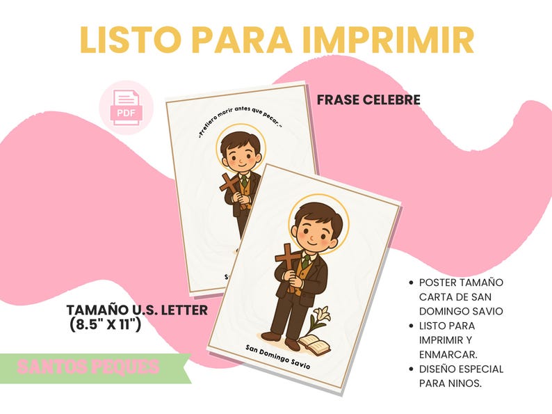 Saint Dominic Savio Catholic Art: Inspirational Kids Poster (PDF) - Etsy