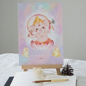 Lord Ganesha und Mooshika Maus in der silbernen und goldenen Farbkarte.