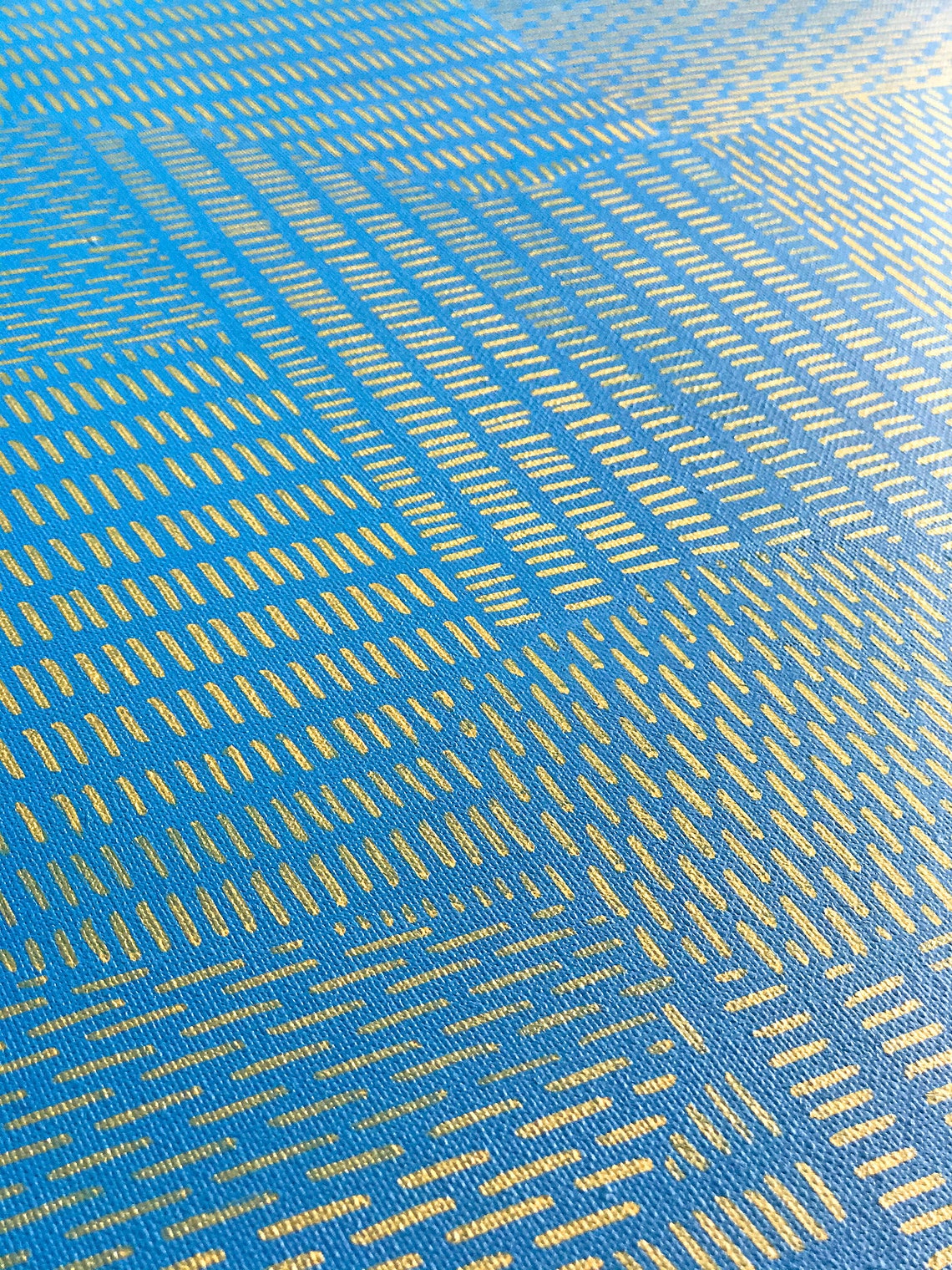 Abstract Painting Gold and Blue Patterned Artwork Original Etsy