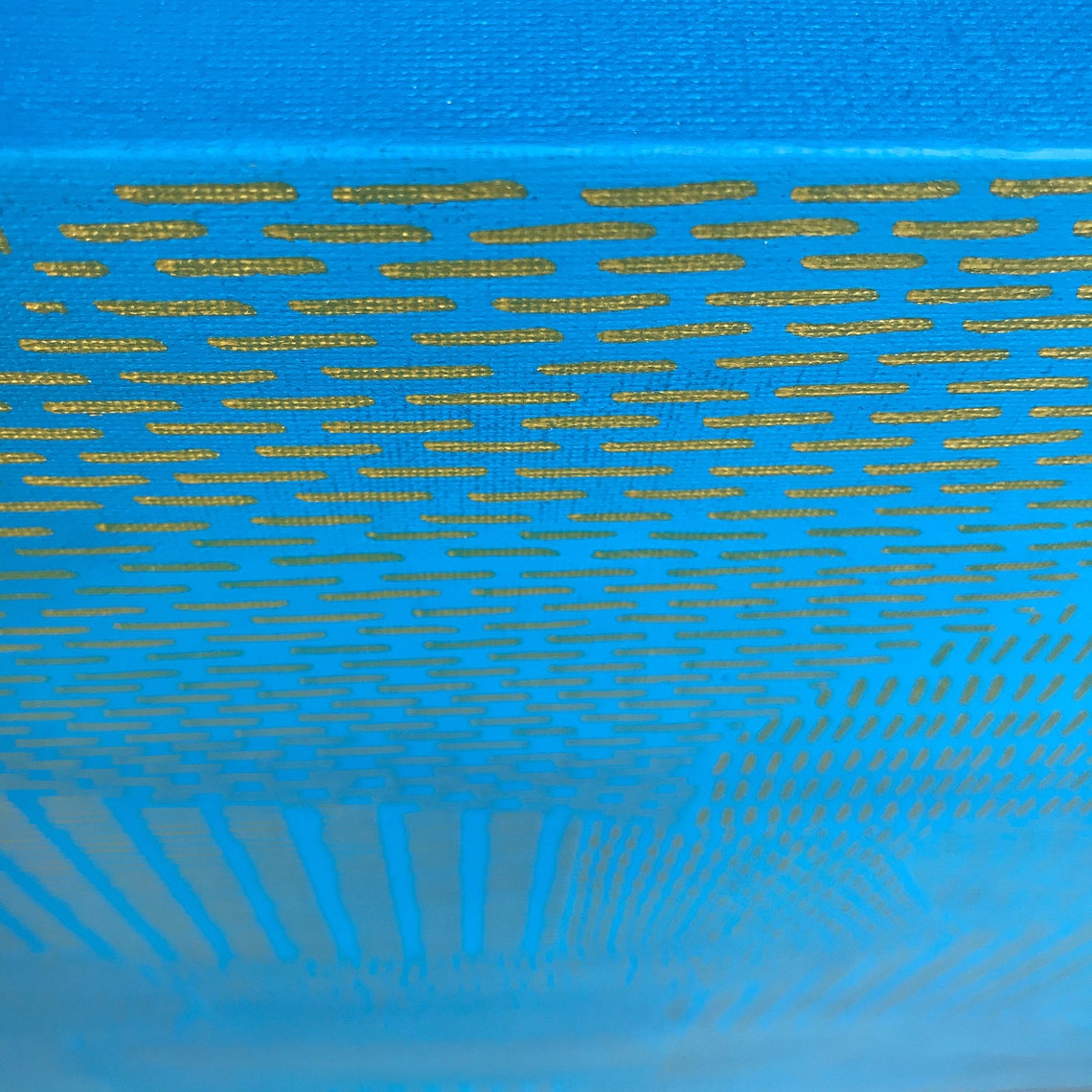 Abstract Painting Gold and Blue Patterned Artwork Original Etsy