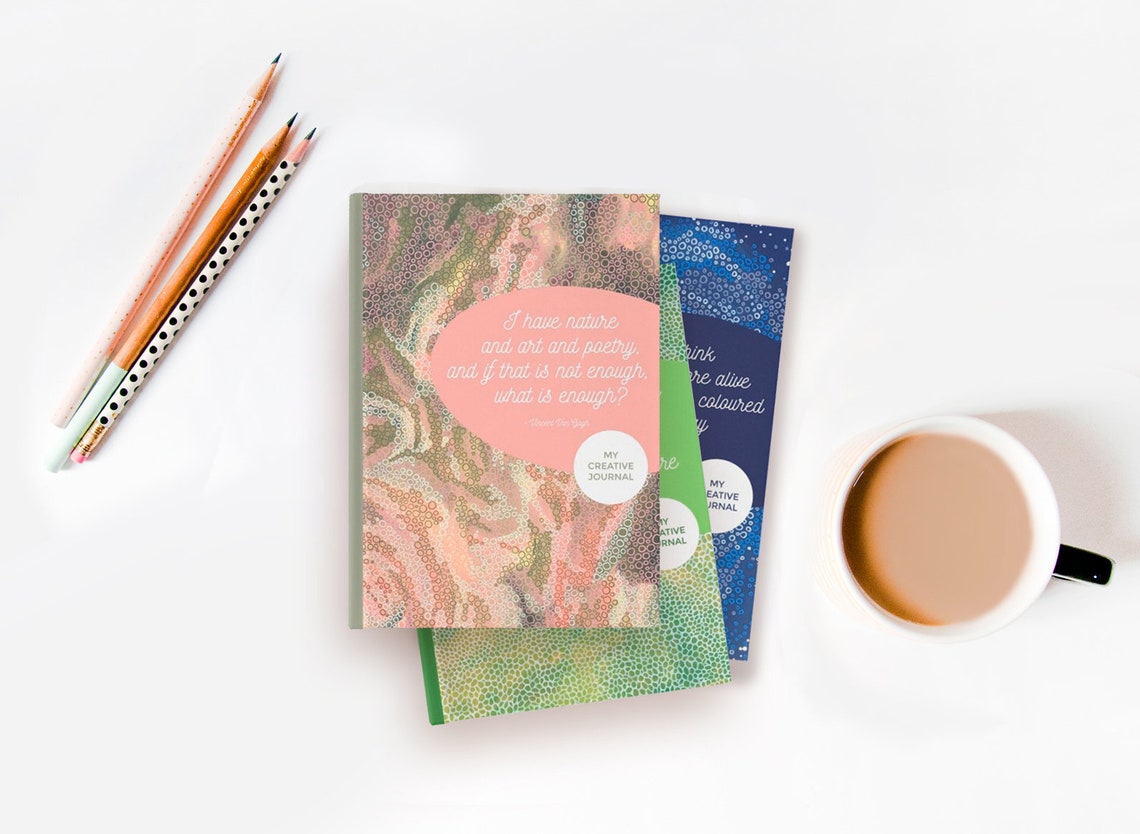 Blank Art Journal With Abstract Art Cover and Inspirational Etsy