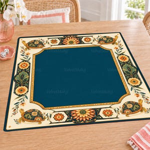 Neoprene Turtle Mahjong Mat, Tortoise Mahjong Mat, Chinese Inspired Mahjong Mat, Bamboo Lotus Game Mat, Oriental Table Mat