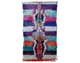 225X130cm 7'4"x4'3" TC31550 BOUCHEROUITE berber rug , boucharouette, moroccan rug visit our 900 choices at moroccan-berber-rugs.com