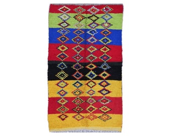 240X140 cm 7'8"x4'5" LN53160, large BOUCHEROUITE  berber rug , boucharouette, moroccan rug visit our 900 choices at moroccan-berber-rugs.com