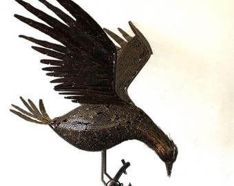 Sculpture Aigle en Métal Recyclé - Recycled Metal Eagle Sculpture