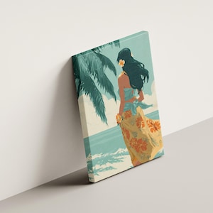 Hawaii Hula Dancer Art Print Vintage Travel Poster Tropical Ocean Beach Decor Wall Art for Island Life MidCentury Style Home image 5