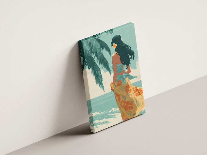 Hawaii Hula Dancer Art Print Vintage Travel Poster Tropical Ocean Beach Decor Wall Art for Island Life MidCentury Style Home image 5