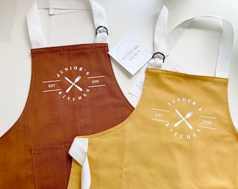 Kids Personalized Kitchen Apron & Chef Hat Set, Farmhouse, Boys, Girls, Cooking, Play, Montessor, Toddler, Tween, Teen,Gift