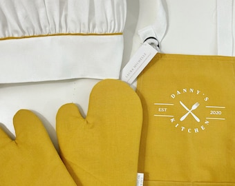 Boys & Girls Chef Hat, Emerson, White, Trim, Matching, Classic, Modern, Cooking, Baking, Toddler, Kids, Birthday, Gift