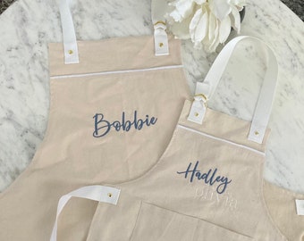 Mommy & Me Personalized Matching Aprons, Wheat, Women, Kids, Daughter, Son, Kids, Family, Embroider,Kitchen, Garden, Mothers Day, Gift