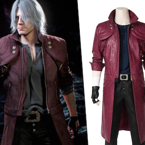 Trench-coat en cuir rouge Dante | Déguisement veste cosplay Devil May Cry