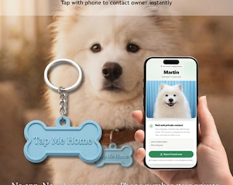 Smart Dog ID Tag - Tap-to-Contact Haustier Finder Alarm, keine App, jederzeit aktualisieren