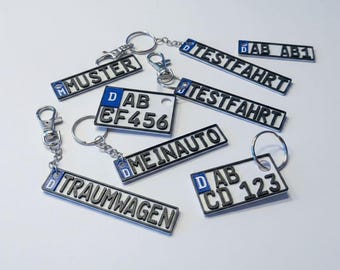 Personalisierter deutscher Nummernschild Schlüsselanhänger | Benutzerdefinierte 3D gedrucktes EU Car Tag Zubehör