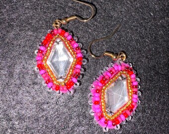 Hand Beaded Earrings - ITEM No. 4738643 [ Mirror Message ]