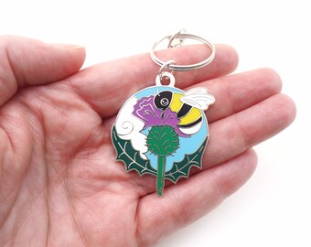 Bumble Bee and Thistle keyring.