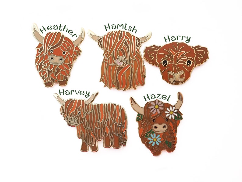 Baby Highland Cow enamel pin. Scottish gift idea. image 9