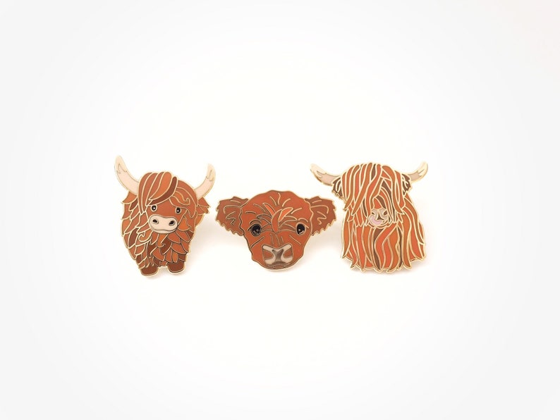 Baby Highland Cow Enamel Pin. Scottish Gift Idea. Etsy UK