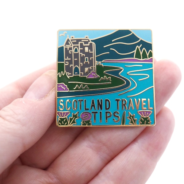 Scotland Travel Tips enamel pin.