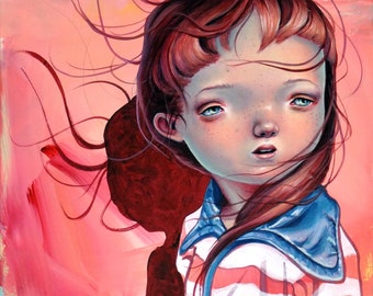 Schilderij op canvas "Pandora" popsurrealisme, popart, lowbrow art, juxtapoz, nieuw eigentijds