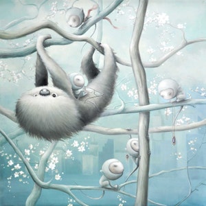Sloth in the City Giclee Print: Limited Edition Pop Surrealism