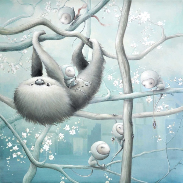 Sloth in the City-gicleeprint: popsurrealisme in beperkte oplage