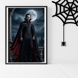 Gothic Vampire Art Print: Dark Fantasy Halloween Decor Digital Download