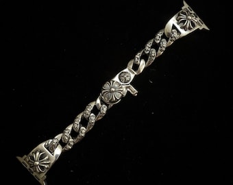 CH Style Apple Watch Strap, Gothic Cross Watch Band Compatible with Apple Watch, Vintage Chrome Watch Strap, Anniversary Gift, B7