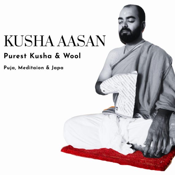 Kusha Grass and Wool Aasan for Puja, Meditaion & Japa 60 * 60 CM With Bag