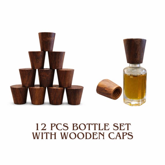 10ml Glass Roll-On Bottles, Luxury Wooden Cap Perfume Vials (Set of 12pcs)