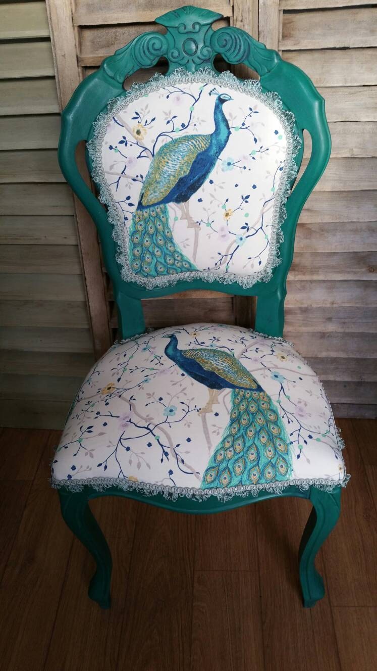 Annie Sloan peacock louis boudoir french style chair | Etsy