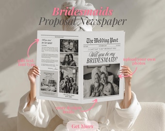 Bridesmaid Proposal Newspaper | Printable “Will You Be My Bridesmaid” | Editable Canva Flower Bouquet | Maid of Honor Flower Girl Proposal