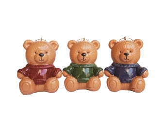 Cute Bear Ornament Figurines – Hand-Painted Holiday Decor, Collectible Bear Figurine Decorations, Hanging Christmas Ornaments