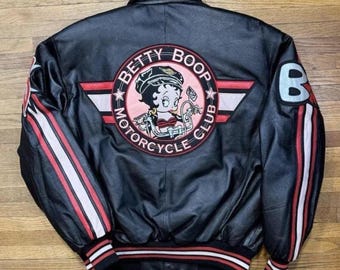 Veste Bomber Brodée Betty Boop Pour Fille - Taille 5 Ans, Vintage 2015, J.H Design - Occasion