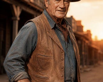 Chaleco vaquero de cuero envejecido / Estilo rancho del oeste, disfraz de cosplay