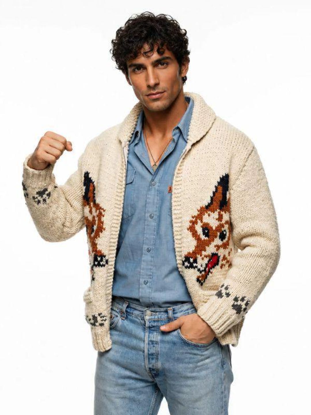 Hand Knit Fox Cardigan Sweater | Project Hail Mary Inspired Zip