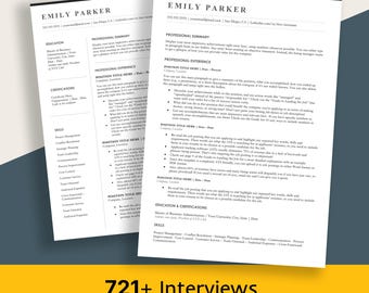 Resume Template ( Word, Google Doc, Pages): Easy 1 & 2 Column Template | Cover Letter + Reference Letter | 1 Page + 2 Page Templates