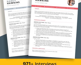 Two in One ATS Resume Template | Red & Gray Professional Design | Single Column and Two Column | Word, PDF, Google Docs, Pages