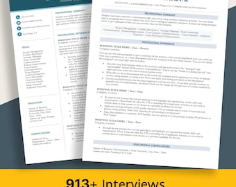 Two-in-One ATS Resume Template Bundle | Elegant Single Column & Modern Two Column Resume with Cover Letter | Word, PDF, Google Docs, Pages