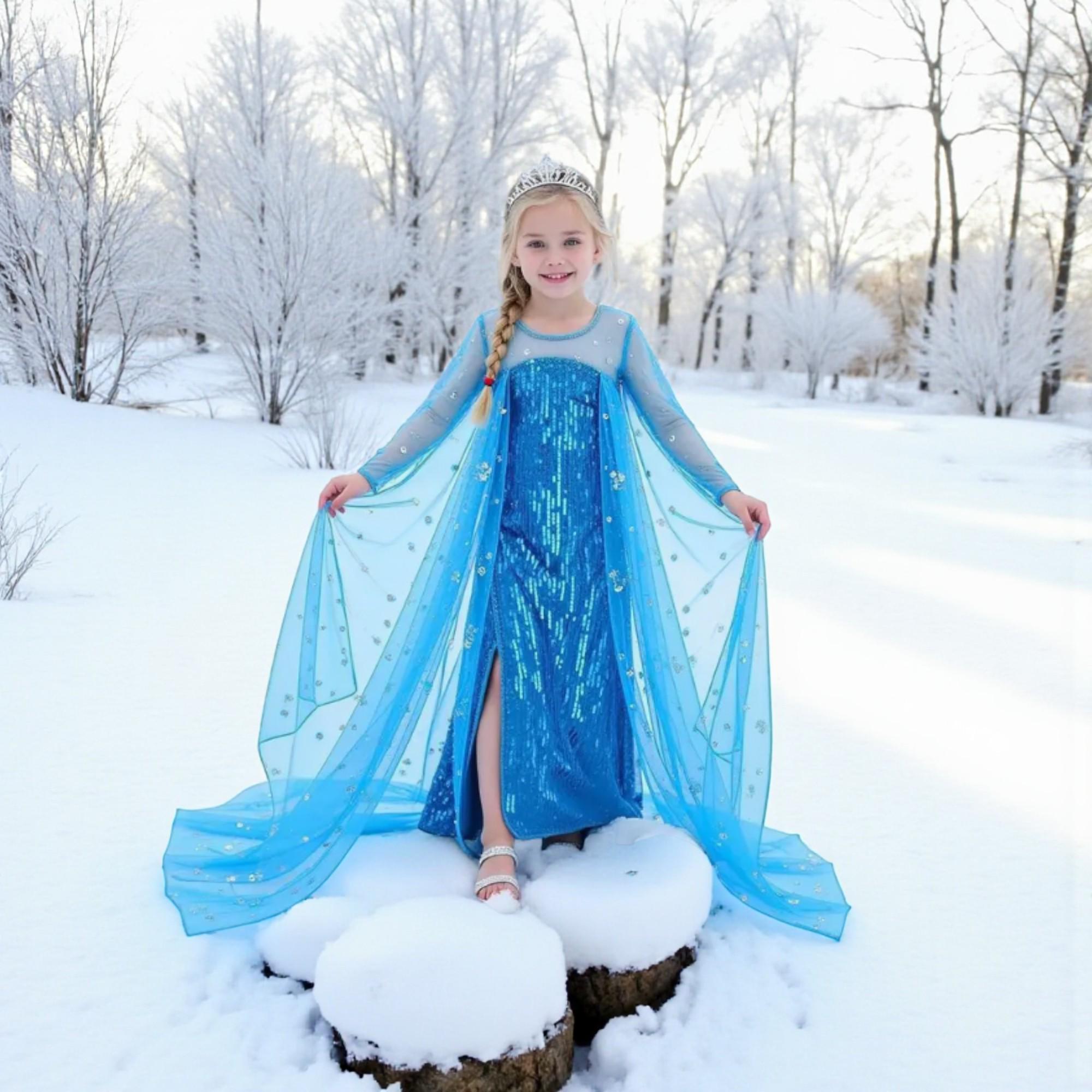 open lace back dress Ice Elsa Frozen Princess Dress | Icy Blue Play Dress