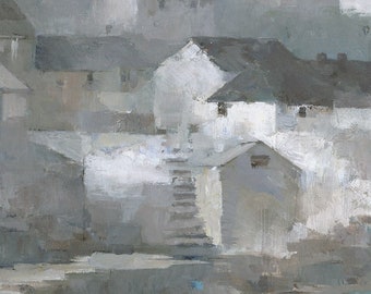 Coverack Harbour, Cornish Fishing Village Painting Signed Fine Art Print