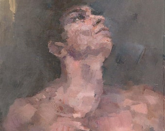 Expressive Male Figure Painting Signed Fine Art Print