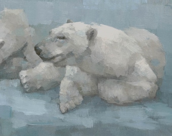 Impresión artística Giclée firmada de un oso polar