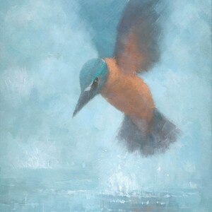 Kingfisher Bird Painting, Canvas Fine Art Print