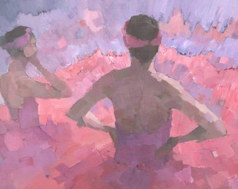 Pink Ballerinas Ballet Painting, Signed Giclee Art Print