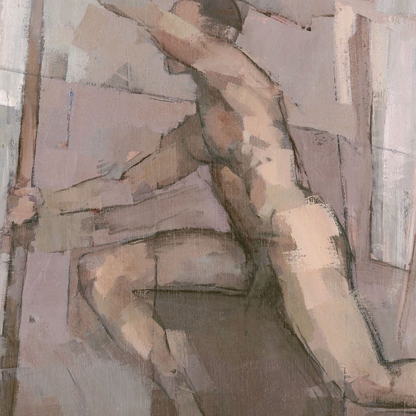 Male Nude Figure Painting, Signed Giclee Art Print (Unframed)