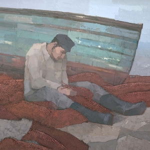Fisherman Art, Signed Giclee Print From Mixed Media Painting, Cornish Fishing Boat Artwork